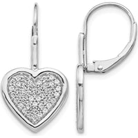 14K White Gold Diamond Fancy Heart Leverback Earrings - 0.021 Carats Total Diamond Weight by Monteluci Fine Jewelry