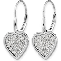 14K White Gold Diamond Fancy Heart Leverback Earrings - 0.021 Carats Total Diamond Weight by Monteluci Fine Jewelry