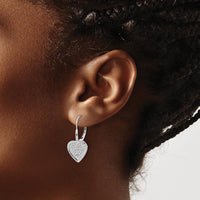 14K White Gold Diamond Fancy Heart Leverback Earrings - 0.021 Carats Total Diamond Weight by Monteluci Fine Jewelry
