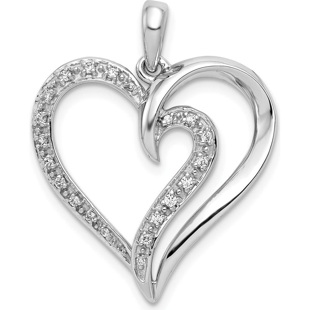 14K White Gold Diamond Fancy Heart Pendant - 0.10 Carat Total Diamond Weight by Monteluci Fine Jewelry