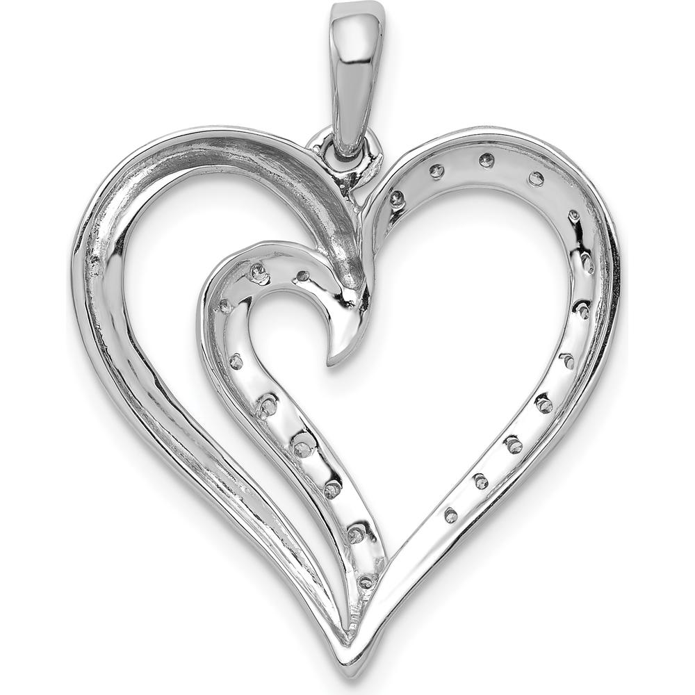 14K White Gold Diamond Fancy Heart Pendant - 0.10 Carat Total Diamond Weight by Monteluci Fine Jewelry