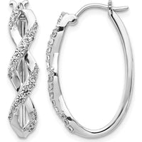 14K White Gold Diamond Fancy Hoop Earrings - 0.11 Carats Total Diamond Weight by Monteluci Fine Jewelry