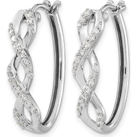 14K White Gold Diamond Fancy Hoop Earrings - 0.11 Carats Total Diamond Weight by Monteluci Fine Jewelry