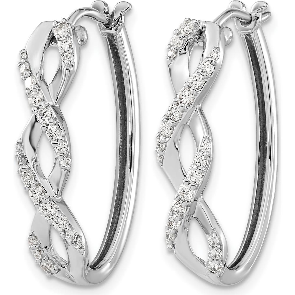14K White Gold Diamond Fancy Hoop Earrings - 0.11 Carats Total Diamond Weight by Monteluci Fine Jewelry