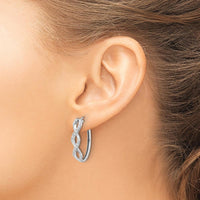 14K White Gold Diamond Fancy Hoop Earrings - 0.11 Carats Total Diamond Weight by Monteluci Fine Jewelry