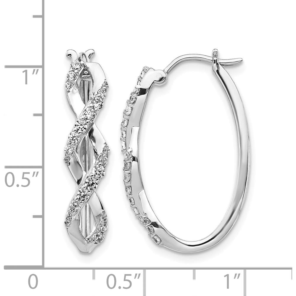 14K White Gold Diamond Fancy Hoop Earrings - 0.11 Carats Total Diamond Weight by Monteluci Fine Jewelry