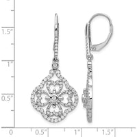 14K White Gold Diamond Fancy Leverback Drop Earrings - 0.14 Carats Total Diamond Weight by Monteluci Fine Jewelry
