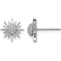 14K White Gold Diamond Fancy Sun/Star Earrings - 0.012 Carats Total Diamond Weight by Monteluci Fine Jewelry