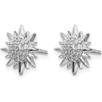 14K White Gold Diamond Fancy Sun/Star Earrings - 0.012 Carats Total Diamond Weight by Monteluci Fine Jewelry
