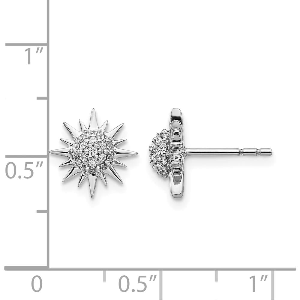 14K White Gold Diamond Fancy Sun/Star Earrings - 0.012 Carats Total Diamond Weight by Monteluci Fine Jewelry