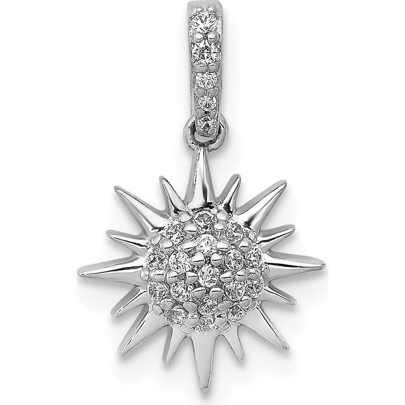 14K White Gold Diamond Fancy Sun/Star Pendant - 1/10 Carat Total Diamond Weight by Monteluci Fine Jewelry