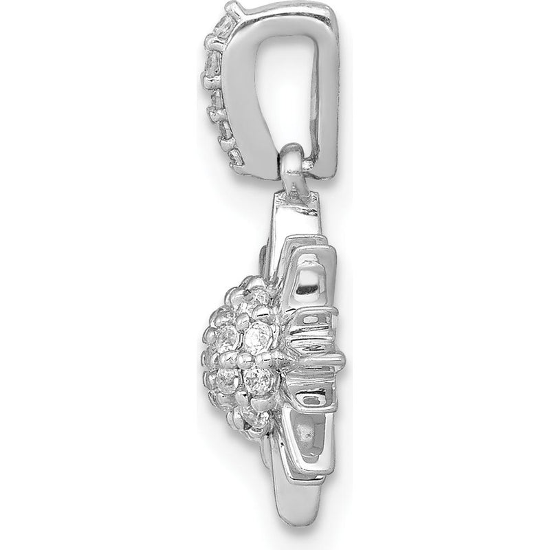 14K White Gold Diamond Fancy Sun/Star Pendant - 1/10 Carat Total Diamond Weight by Monteluci Fine Jewelry