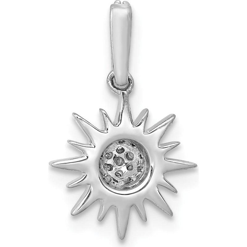 14K White Gold Diamond Fancy Sun/Star Pendant - 1/10 Carat Total Diamond Weight by Monteluci Fine Jewelry