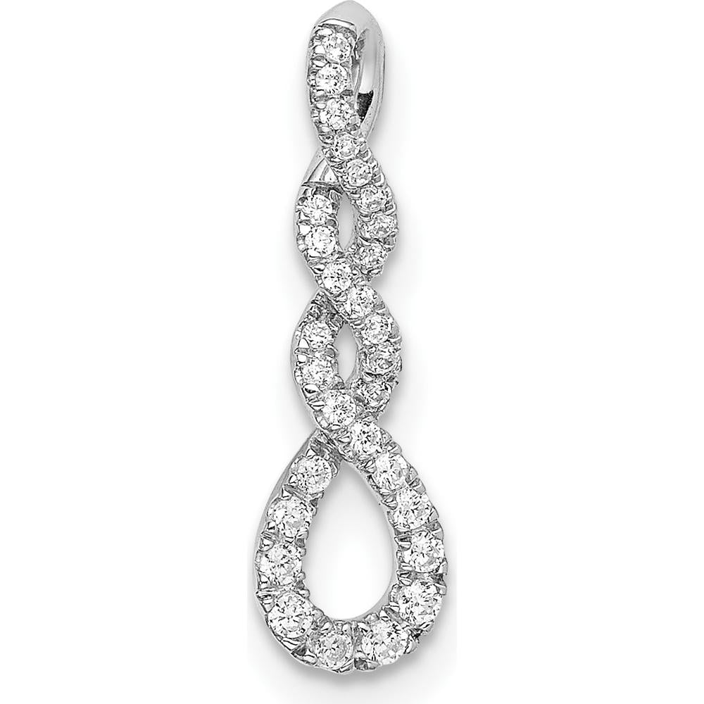 14K White Gold Diamond Fancy Twist Chain Slide Pendant - 1/8 Carat Total Diamond Weight by Oro Pregiato