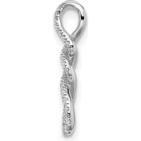 14K White Gold Diamond Fancy Twist Chain Slide Pendant - 1/8 Carat Total Diamond Weight by Oro Pregiato