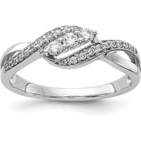 14K White Gold Diamond Fashion Ring with Pave Set Round Diamonds - 0.12 Carat Total Diamond Weight by 0