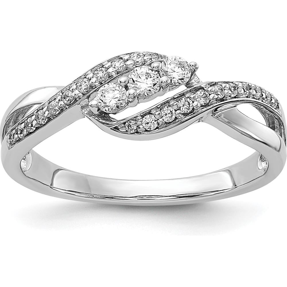 14K White Gold Diamond Fashion Ring with Pave Set Round Diamonds - 0.12 Carat Total Diamond Weight by 0