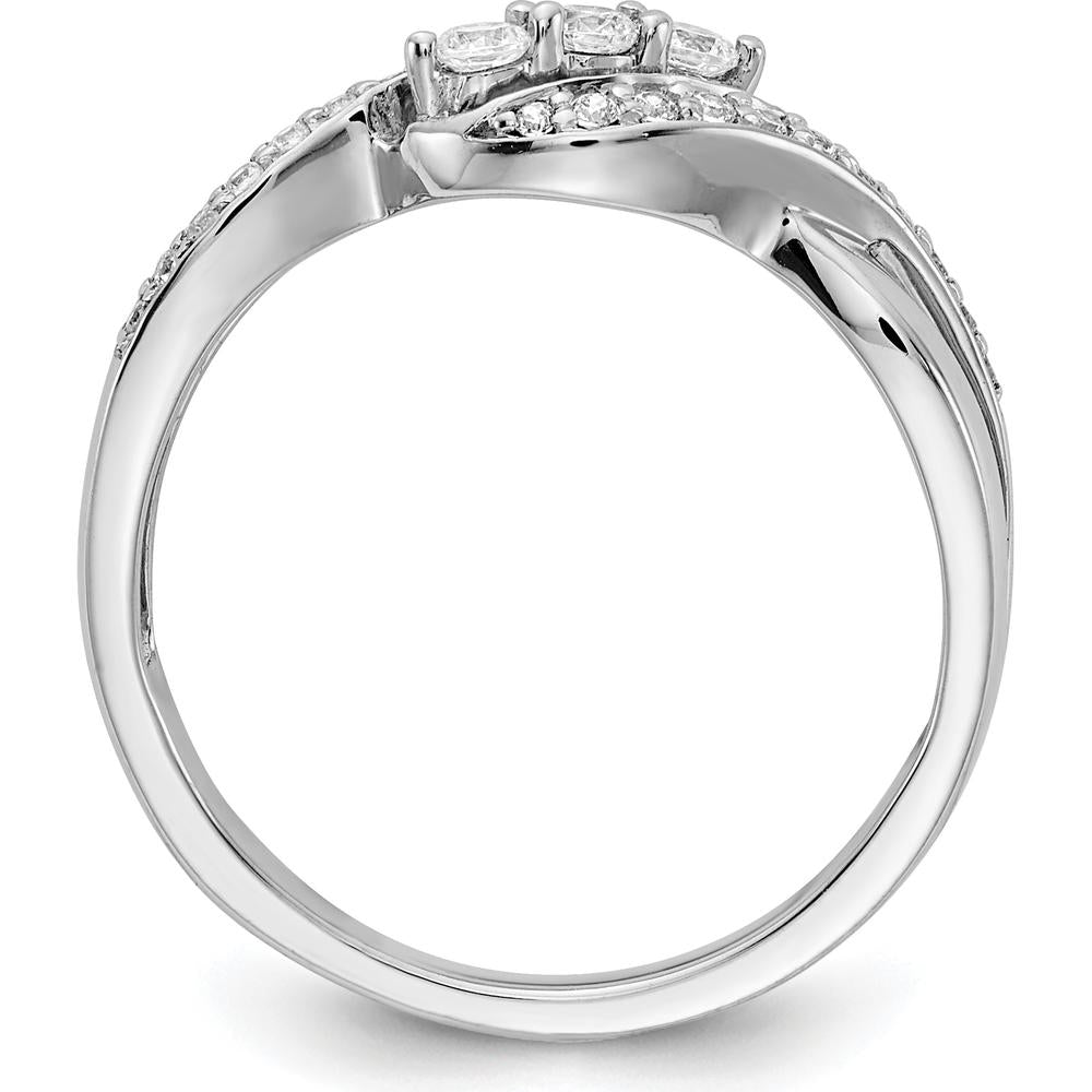 14K White Gold Diamond Fashion Ring with Pave Set Round Diamonds - 0.12 Carat Total Diamond Weight by 0