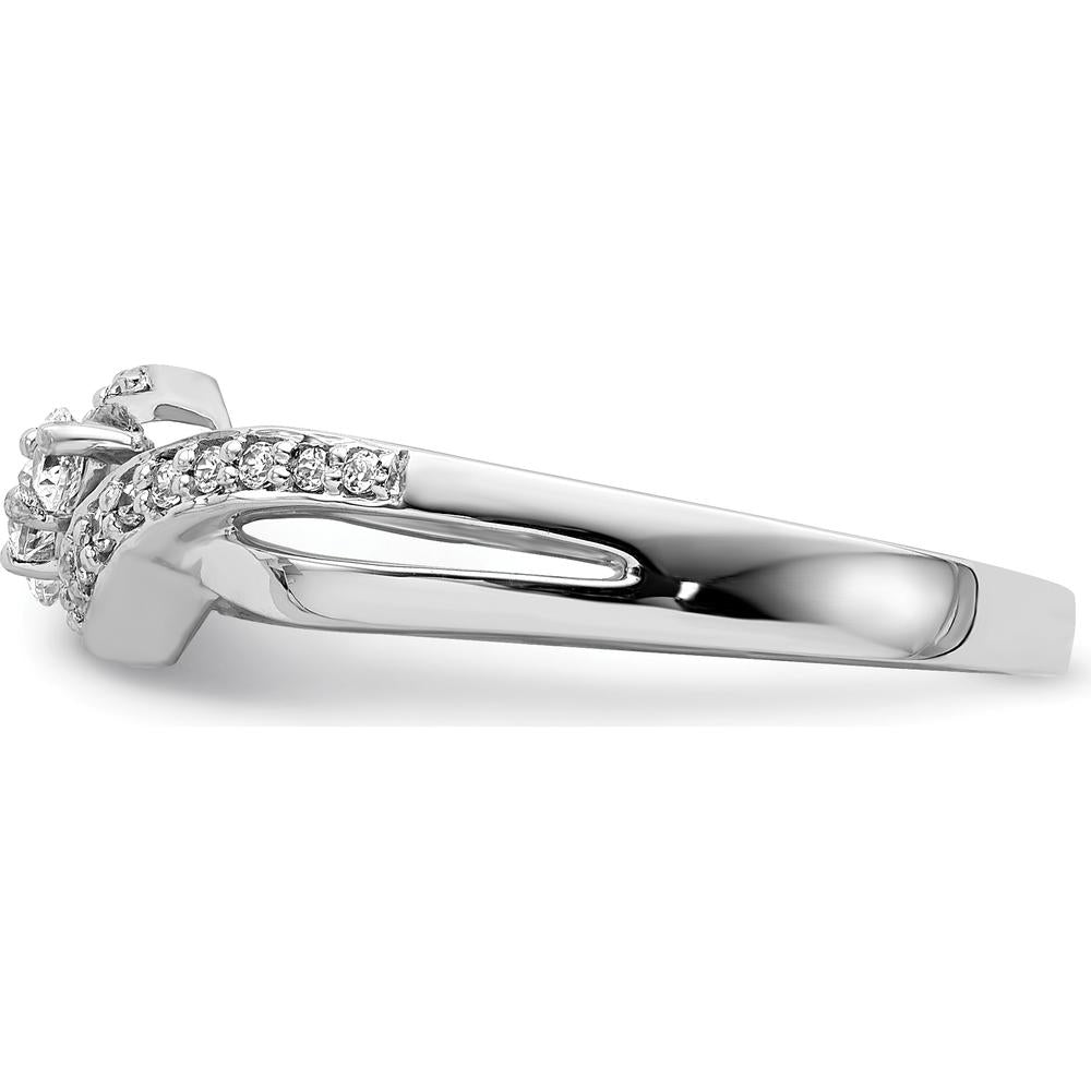 14K White Gold Diamond Fashion Ring with Pave Set Round Diamonds - 0.12 Carat Total Diamond Weight by 0