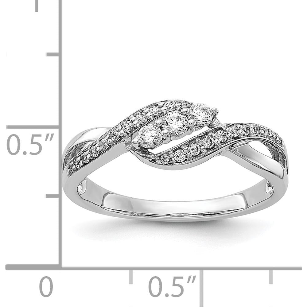 14K White Gold Diamond Fashion Ring with Pave Set Round Diamonds - 0.12 Carat Total Diamond Weight by 0