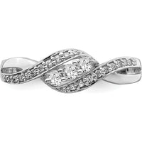 14K White Gold Diamond Fashion Ring with Pave Set Round Diamonds - 0.12 Carat Total Diamond Weight by 0