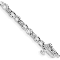 14K White Gold Diamond Figure 8 Link Bracelet with 18 Round Diamonds - 0.14 Carats Total Diamond Weight by Monteluci Fine Jewelry