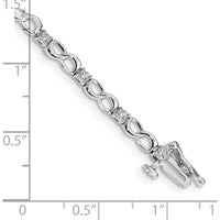 14K White Gold Diamond Figure 8 Link Bracelet with 18 Round Diamonds - 0.14 Carats Total Diamond Weight by Monteluci Fine Jewelry