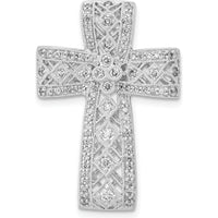 14K White Gold Diamond Filigree Cross Chain Slide Pendant - 1/2 Carat Total Diamond Weight by Monteluci Fine Jewelry