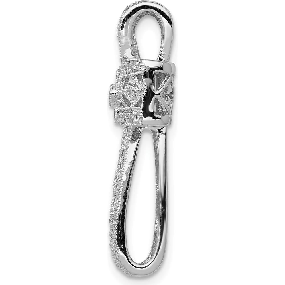 14K White Gold Diamond Filigree Cross Chain Slide Pendant - 1/2 Carat Total Diamond Weight by Monteluci Fine Jewelry