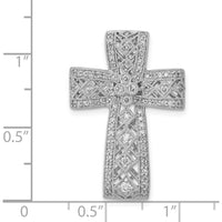 14K White Gold Diamond Filigree Cross Chain Slide Pendant - 1/2 Carat Total Diamond Weight by Monteluci Fine Jewelry