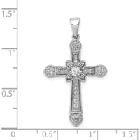 14K White Gold Diamond Filigree Cross Pendant with 0.13 Carat Total Diamond Weight by Monteluci Fine Jewelry