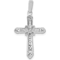 14K White Gold Diamond Filigree Cross Pendant with Round Brilliant Diamonds - 0.05 Carat Total Diamond Weight by Monteluci Fine Jewelry