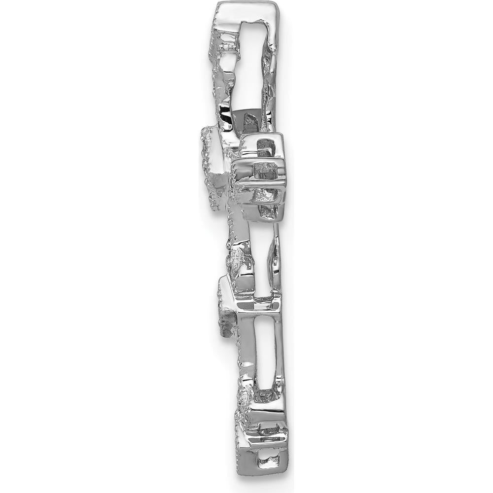 14K White Gold Diamond Filigree Cross Slide Pendant with 1/6 Carat Total Diamond Weight by Monteluci Fine Jewelry