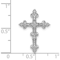 14K White Gold Diamond Filigree Cross Slide Pendant with 1/6 Carat Total Diamond Weight by Monteluci Fine Jewelry