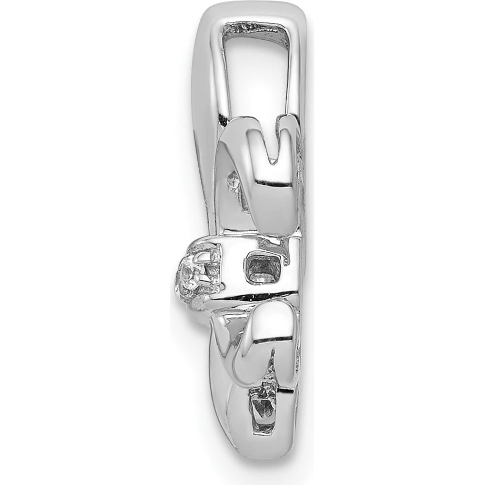 14K White Gold Diamond Fleur de Lis Chain Slide with Round Natural Diamonds - 0.014 Carat Total Diamond Weight by Monteluci Fine Jewelry