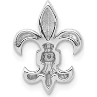 14K White Gold Diamond Fleur de Lis Chain Slide with Round Natural Diamonds - 0.014 Carat Total Diamond Weight by Monteluci Fine Jewelry