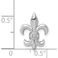 14K White Gold Diamond Fleur de Lis Chain Slide with Round Natural Diamonds - 0.014 Carat Total Diamond Weight by Monteluci Fine Jewelry