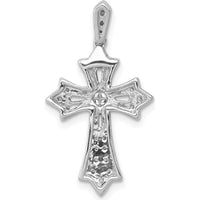 14K White Gold Diamond Fleur de Lis Cross Pendant - 1/6 Carat Total Diamond Weight by Monteluci Fine Jewelry