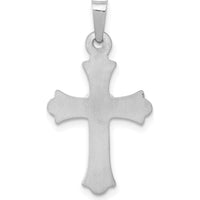 14K White Gold Diamond Fleur De Lis Cross Pendant with Heart-Shaped Diamond - 0.010 Carat Total Diamond Weight by Oro Pregiato