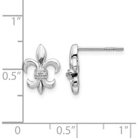14K White Gold Diamond Fleur de Lis Post Earrings - 0.004 Carats Total Diamond Weight by Monteluci Fine Jewelry