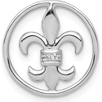 14K White Gold Diamond Fleur De Lis Slide Pendant with 3 Round Diamonds - 0.004 Carat Total Diamond Weight by Monteluci Fine Jewelry