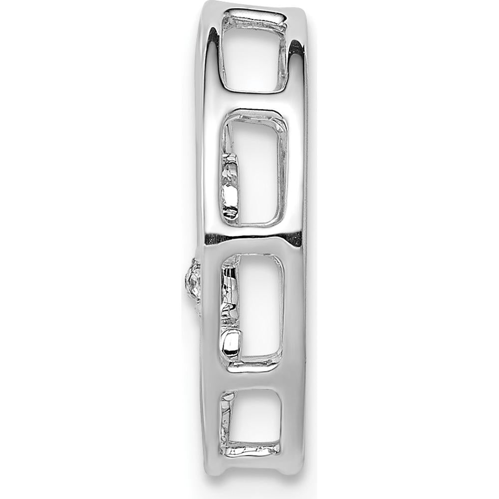 14K White Gold Diamond Fleur De Lis Slide Pendant with 3 Round Diamonds - 0.004 Carat Total Diamond Weight by Monteluci Fine Jewelry