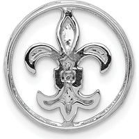 14K White Gold Diamond Fleur De Lis Slide Pendant with 3 Round Diamonds - 0.004 Carat Total Diamond Weight by Monteluci Fine Jewelry