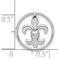 14K White Gold Diamond Fleur De Lis Slide Pendant with 3 Round Diamonds - 0.004 Carat Total Diamond Weight by Monteluci Fine Jewelry