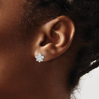 14K White Gold Diamond Fleur de Lis Stud Earrings with Round Diamonds - 0.18 Carat Total Diamond Weight by Monteluci Fine Jewelry