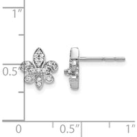14K White Gold Diamond Fleur de Lis Stud Earrings with Round Diamonds - 0.18 Carat Total Diamond Weight by Monteluci Fine Jewelry