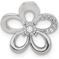 14K White Gold Diamond Floral Pendant with Round Diamonds - 0.025 Carat Total Diamond Weight by Monteluci Fine Jewelry