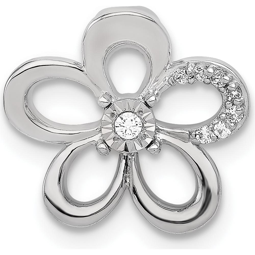 14K White Gold Diamond Floral Pendant with Round Diamonds - 0.025 Carat Total Diamond Weight by Monteluci Fine Jewelry