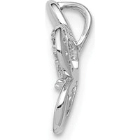 14K White Gold Diamond Floral Pendant with Round Diamonds - 0.025 Carat Total Diamond Weight by Monteluci Fine Jewelry