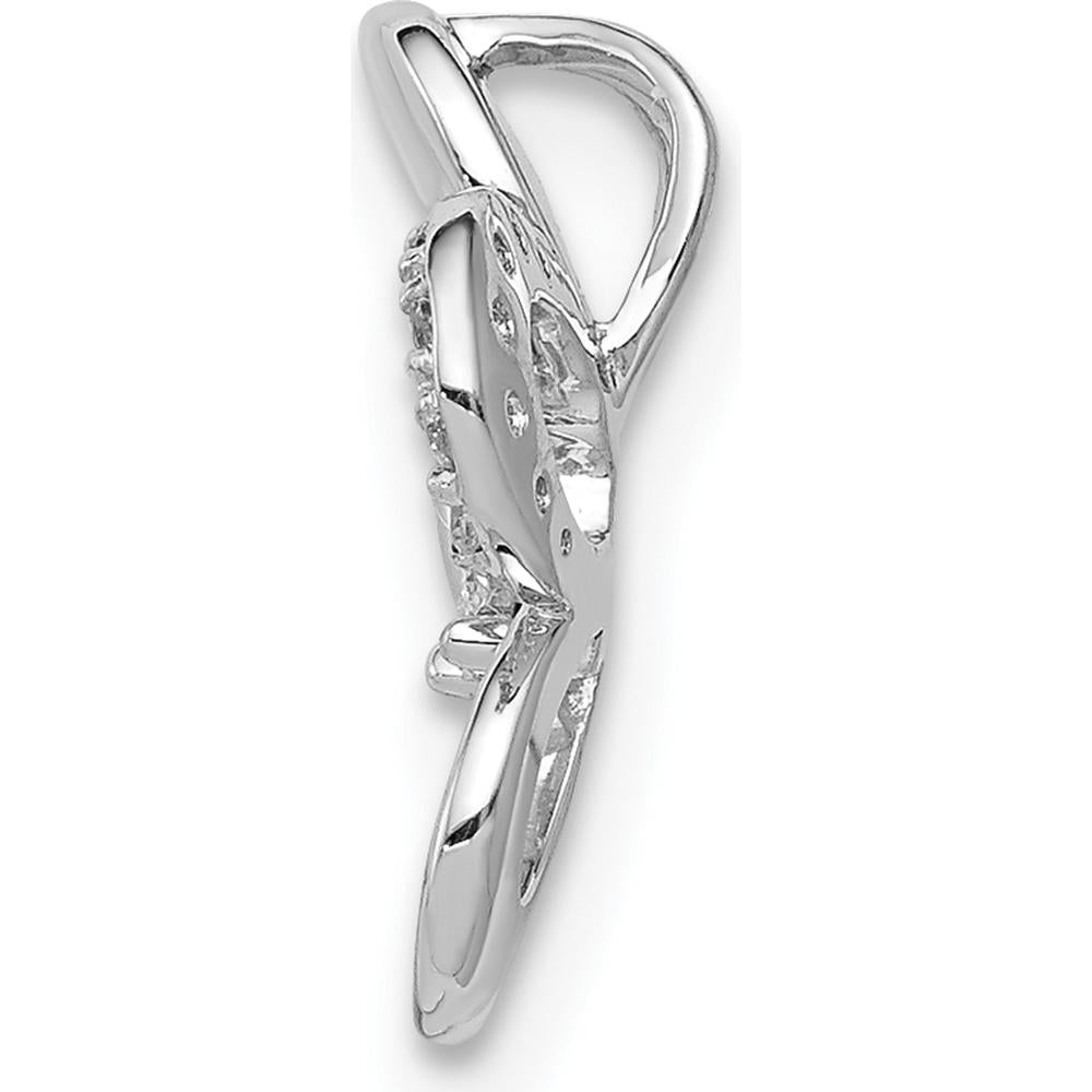 14K White Gold Diamond Floral Pendant with Round Diamonds - 0.025 Carat Total Diamond Weight by Monteluci Fine Jewelry